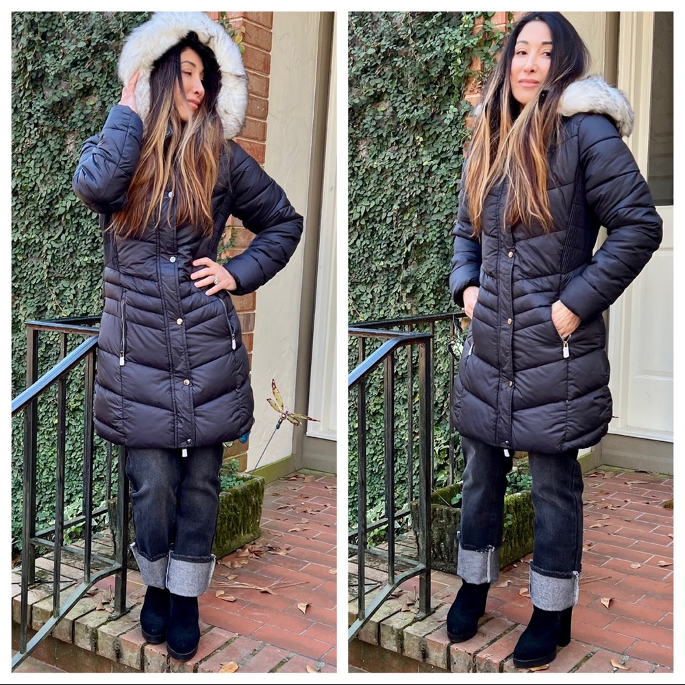 Most Fabulous warm Hooded Faux Fur Long Puffer Jacket - Picture 4 of 8